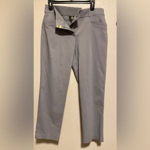 NWT JM COLLECTION Grey straight leg dress pants with Gold Hardware. Size 10PS
